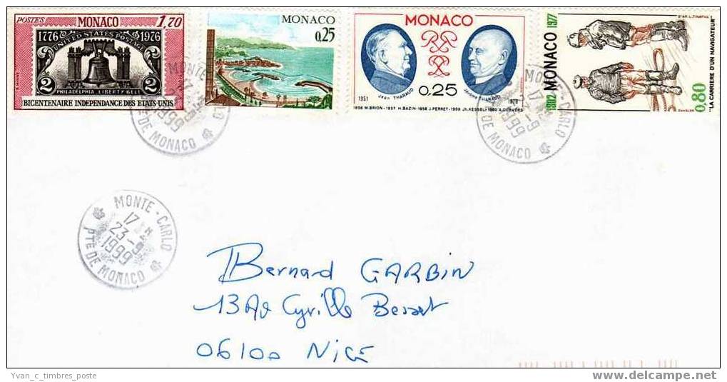 MONACO LETTRE AFFRANCHISSEMENT DIVERS - Postmarks