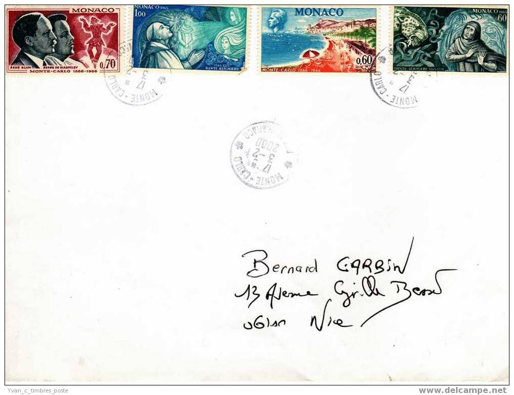 MONACO LETTRE AFFRANCHISSEMENT DIVERS - Postmarks