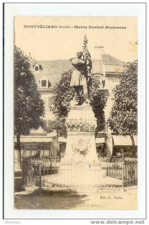 Montbéliard: Statue Denfert Rochereau, Au Dos, Correspondance Militaire (07-900) - Montbéliard