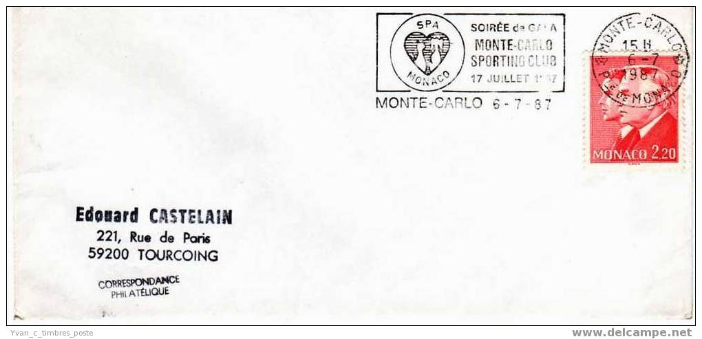 MONACO LETTRE AFFRANCHISSEMENT PRINCES RAINIER III ET ALBERT II FLAMME S.P.A. - Marcofilia