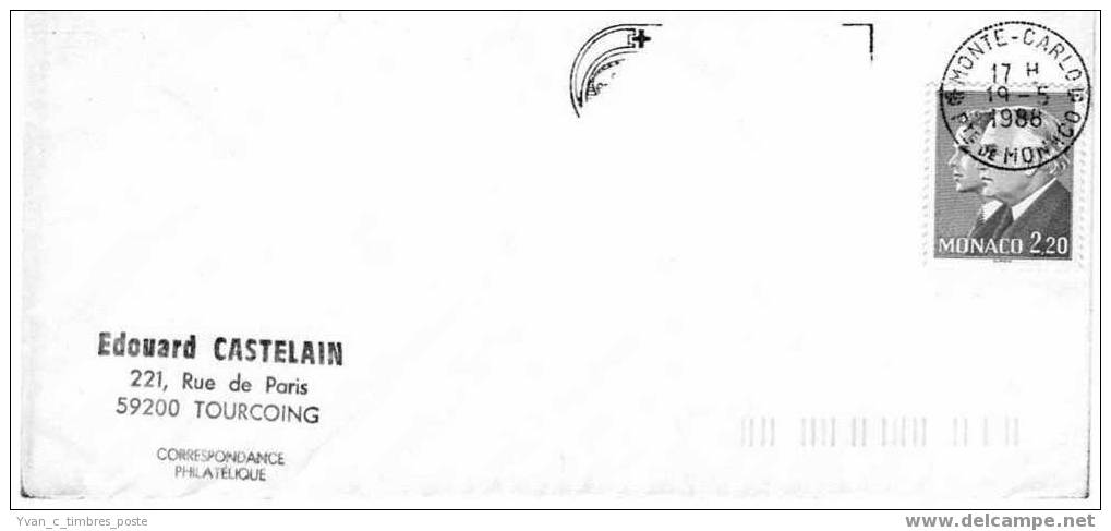 MONACO LETTRE AFFRANCHISSEMENT PRINCES RAINIER III ET ALBERT II FLAMME PARTIELLE CROIX ROUGE - Postmarks