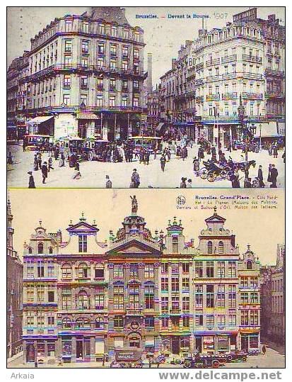 BRUXELLES = 2 Cartes Anciennes     (1907) - Loten, Series, Verzamelingen