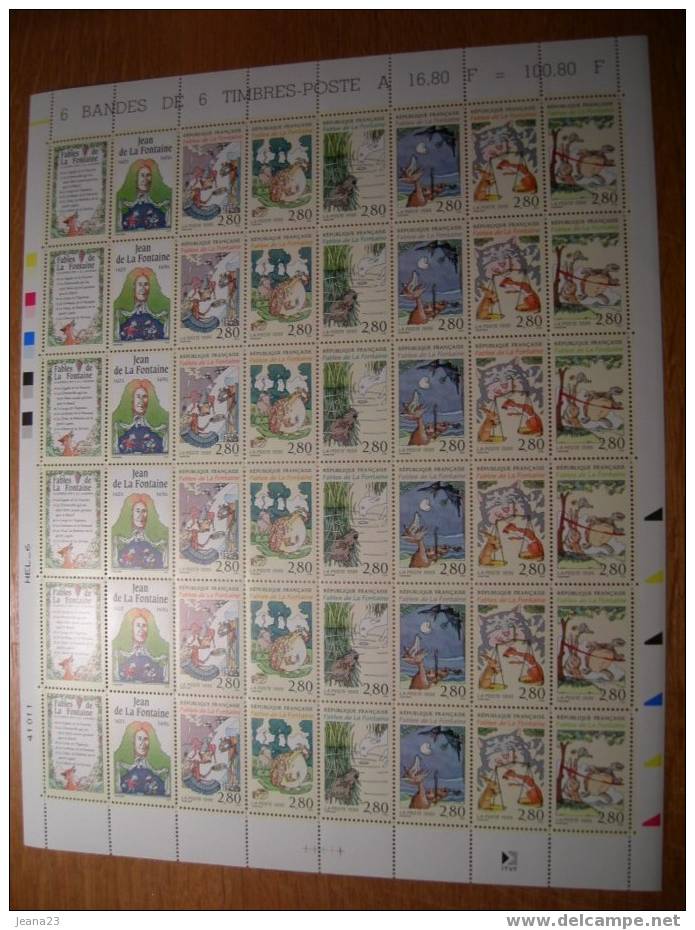 2964  Bandes 300 Ans De La Mort De Jean De La Fontaine **  1995 - Feuilles Complètes