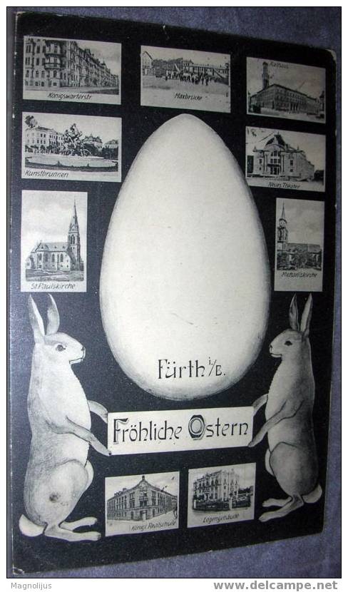 Germany, Furth I./B,Easter Multi Picture Card, Vintage Postcard - Fürth
