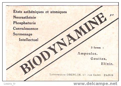 BUVARD - PETIT FORMAT - BIODYNAMINE - LABORATOIRE OBERLIN - PARIS- - Chemist's