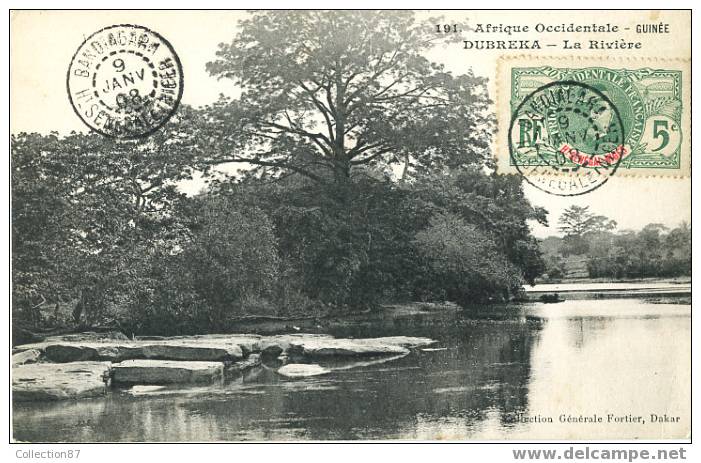 COLLECTION FORTIER - 191 - AFRIQUE OCCIDENTALE - GUINEE - DUBREKA - LA RIVIERE - CACHET HAUT SENEGAL Et NIGER - Französisch-Guinea