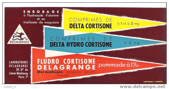 BUVARD - DELAGRANGE - COMPRIMES DE DELTA CORTISONE - DELTA HYDRO CORTISONE - FLUDRO CORTISONE - LA BORATOIRES DELAGRANGE - Chemist's