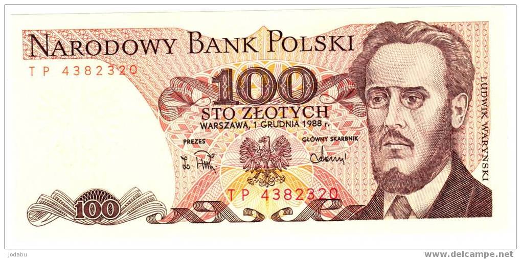 Billet  Neuf  De La Pologne De 1988 De 100 Zlotych - Polen