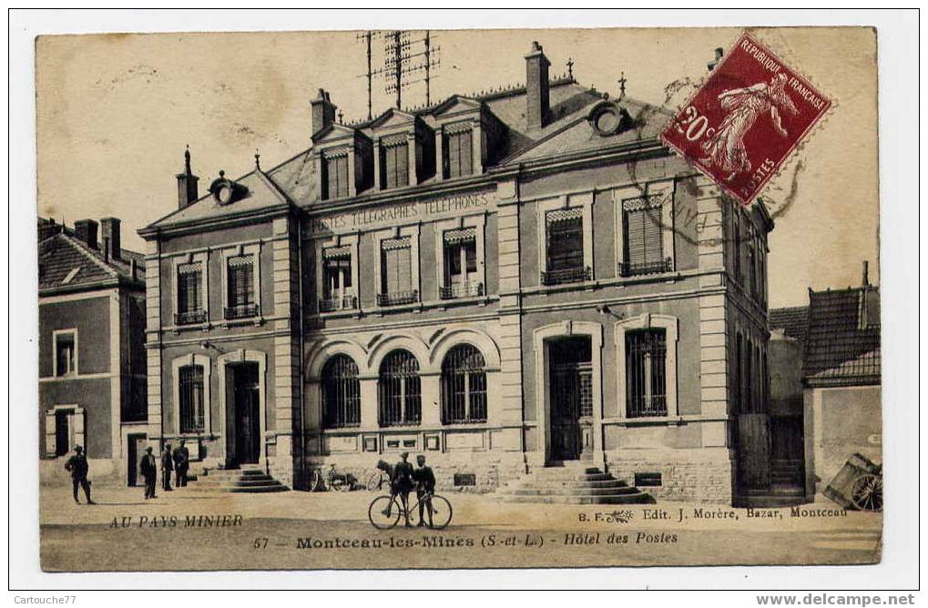 K4 - MONTCEAU-les-MINES - Hôtel Des Postes (carte Animée) - Montceau Les Mines