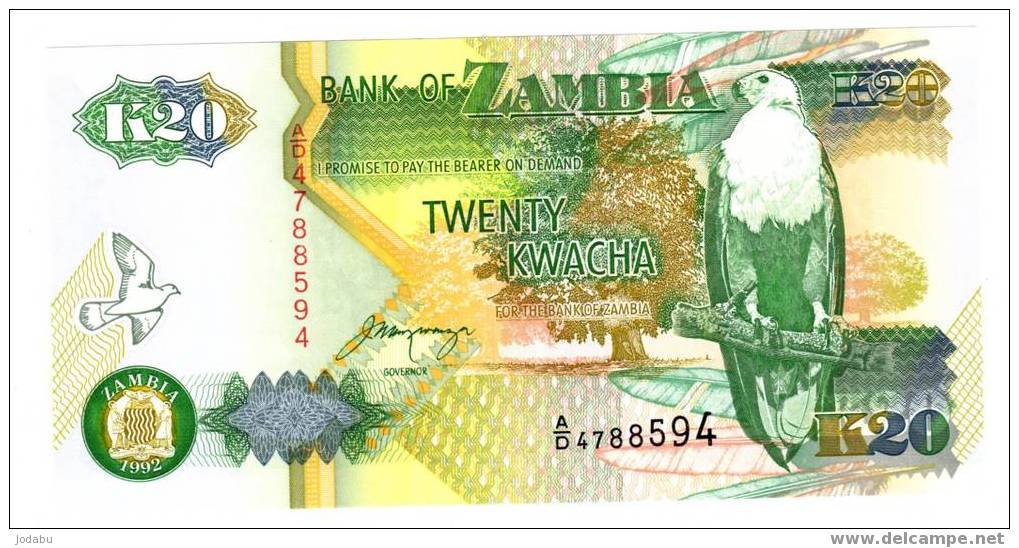 Billet Neuf  De La Zambie De20 Kwacha De 1992 - Sambia