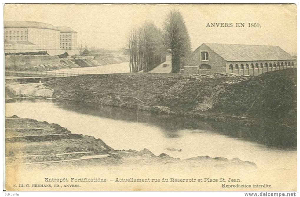 Anvers En 1860 - Entrepôt Fortifications - Actuellement Rue Du Réservoir Et Place St. Jean - Antwerpen