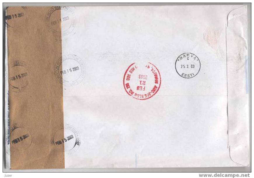 Registered Cover From USA To Estonia (6) - Storia Postale