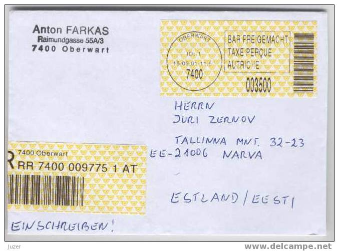 Registered Cover From Austria To Estonia (9) - Briefe U. Dokumente