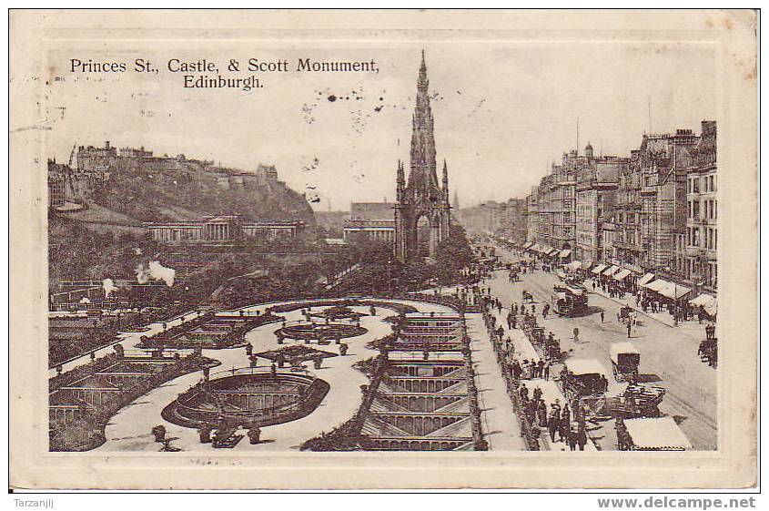 CPA De Edinburgh ( UK Scotland ) : Princes St., Castle, & Scott Monument, Edinburgh - Midlothian/ Edinburgh