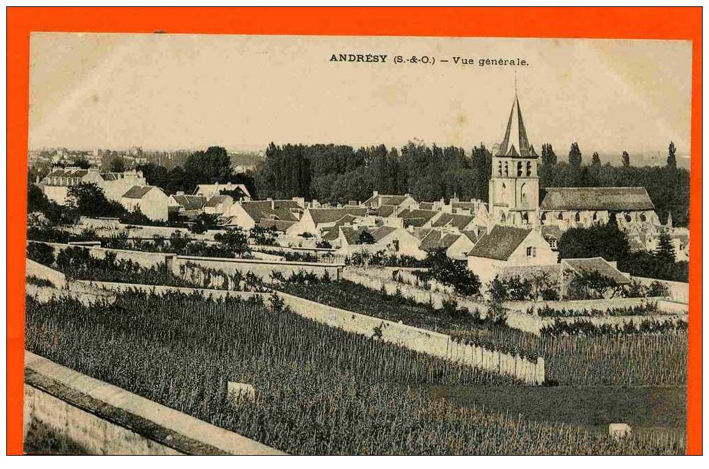 ANDRESY 1900 VUE GENERALE L EGLISE CARTE PRECURSEUR EN TRES BON ETAT - Andresy