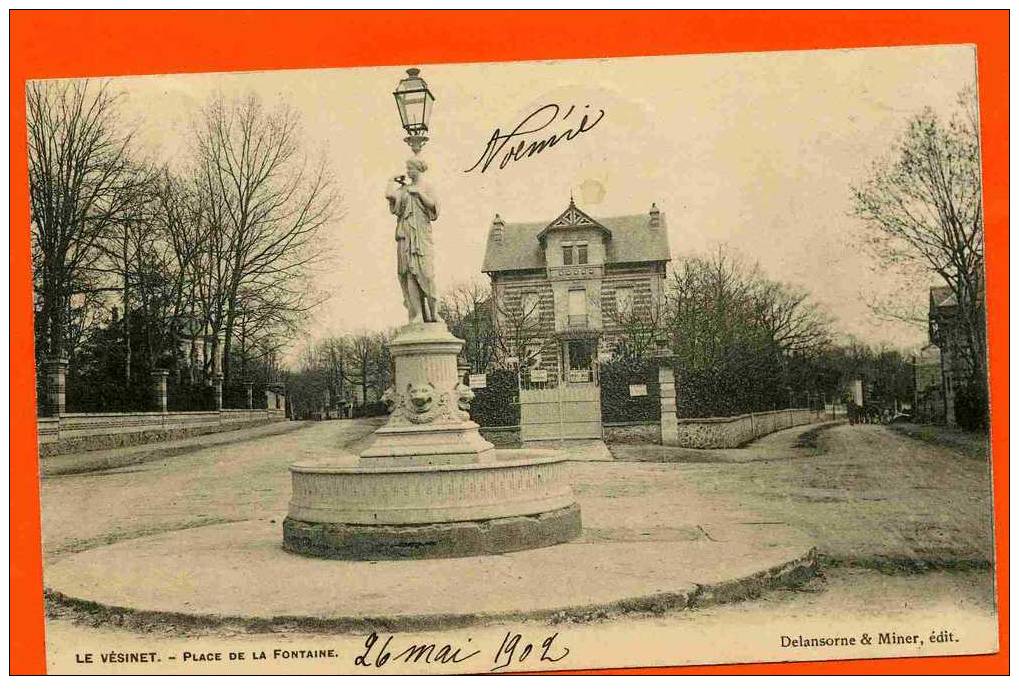 LE VESINET 1902 PLACE DE LA FONTAINE CARTE PRECURSEUR EN  BON ETAT - Le Vésinet