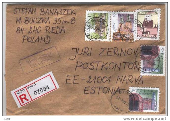 Registered Cover From Poland To Estonia (2) - Covers & Documents