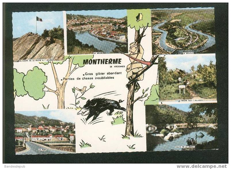 CPSM - Monthermé ( Multivues Décor Humoristique  Sanglier Et Chasseur COMBIER CIM C 70) - Montherme