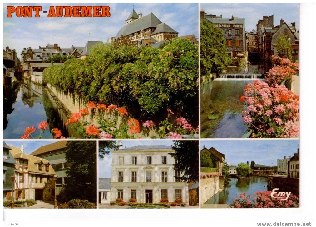 PONT AUDEMER   -  4 Vues :  La Risle, L´église St Ouen, Les Vieux Quartiers Et L´hôtel De Ville  - N° 30511 - Pont Audemer