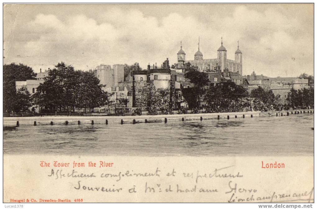 LONDON / THE TOWER FROM THE RIVER /DOS NON DIVISE  1905 - Tower Of London