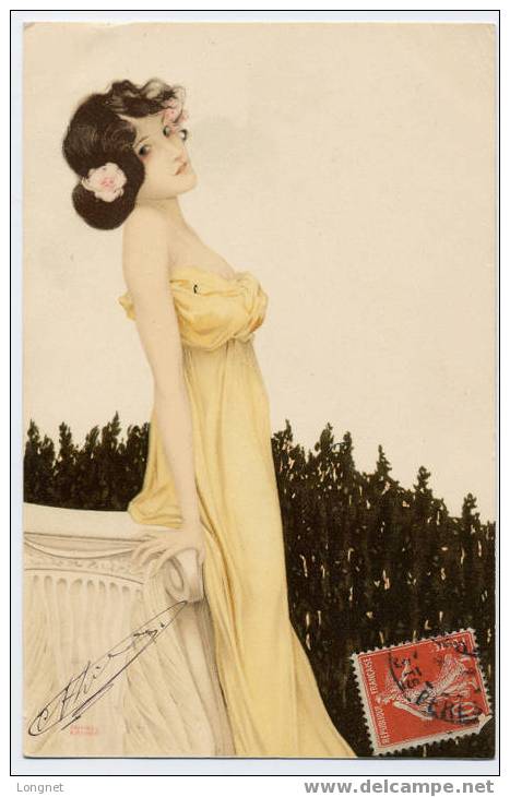 Raphael Kirchner, Fille Avec Fleur, Carte Originale - Kirchner, Raphael