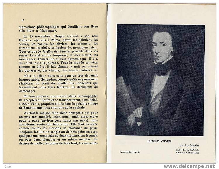 CHOPIN ET GEORGE SAND A MAJORQUE DE BARTOMEU FERRA  -  1960  - 85 PAGES - NOMBREUSES ILLUSTRATIONS - Musique