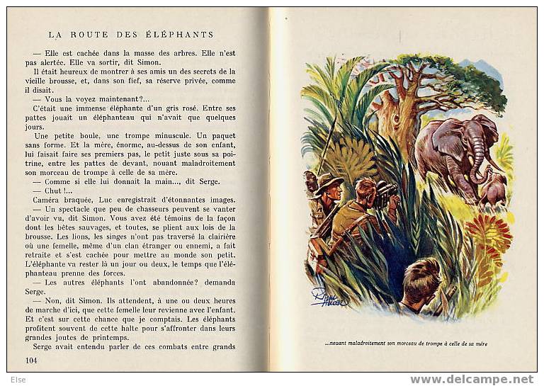 LA ROUTE DES ELEPHANTS  -  1957  - 190 PAGES - NOMBREUSES ILLUSTRATIONS DE RAOUL AUGER - Bibliothèque Rouge Et Or