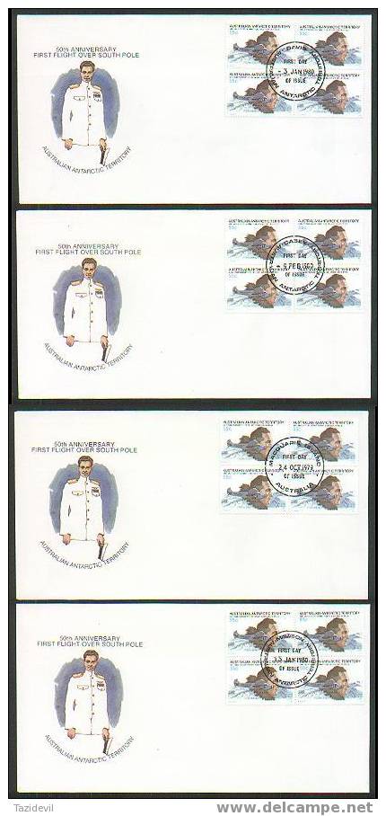 Australian Antarctic Territory - Set Of Four 50th Anniversary Of The First Flight Over The South Pole Covers - Sonstige & Ohne Zuordnung