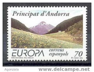 TIMBRE NOUVEAU L'ANDORRE ANDORRA - EUROPE 1999 FLEURS EN VALLÉE ENTRE DES MONTAGNES - 1999