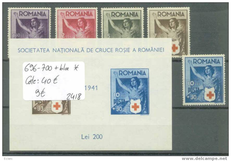 ROUMANIE No Michel 696-700 + Bloc * ( Avec Charnière )          Cote : 40 € - Unused Stamps