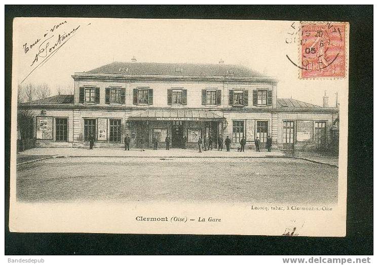 Clermont ( Oise ) - La Gare ( Chemin De Fer Du Nord Animée Ed. Lecocq Tabac ) - Clermont