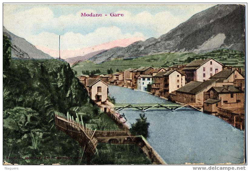 MODANE  - GARE -  CPA COULEUR - Modane