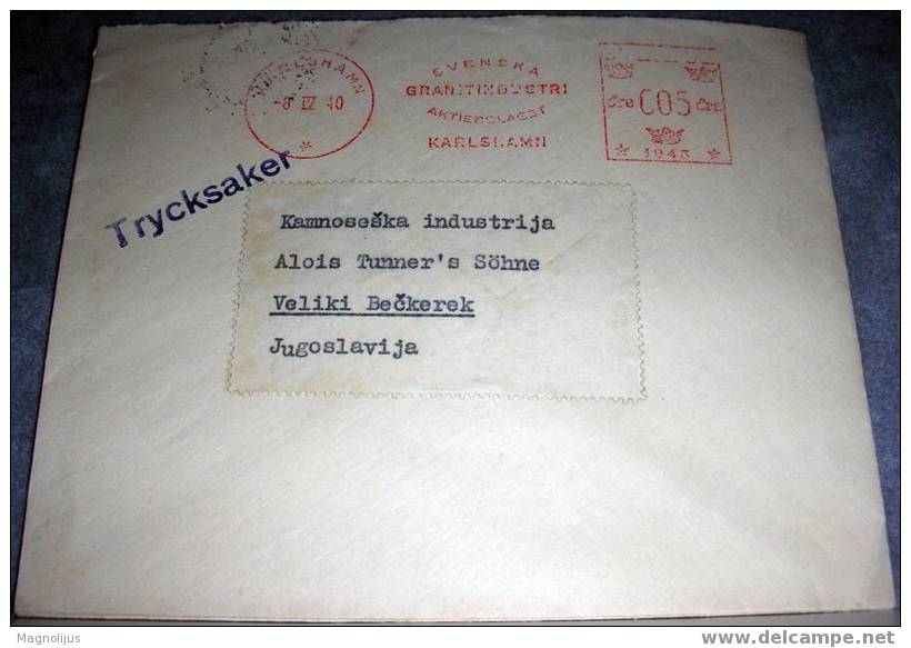 Sweden, Automat Postmak,Granit Industry, Letter,Cover, 1940. - Autres & Non Classés