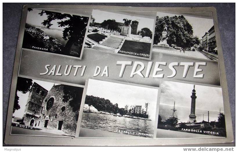 Italy, Triest, Zone A, AMG-FTT, Postcard, 1953. - Oblitérés