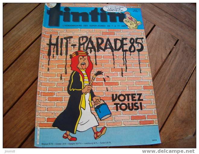 Tintin : Couverture Hergé Votez Tous Hit Parade 85 - Tintin