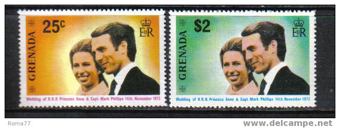 802 817- GRENADINES GRENADA, 1973 : Royal Wedding Ann And Mark  *** Compreso BF - Grenada (...-1974)