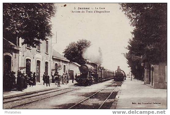 JARNAC   LA GARE  ARRIVEE DU TRAIN D ANGOULEME  1917 - Jarnac