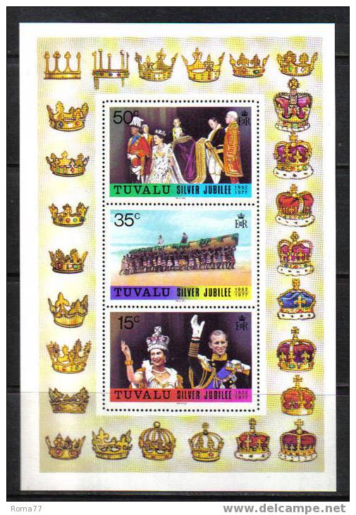880 - TUVALU, 1977 : Silver Jubilee Elizabeth II  *** LA SERIE IN FOGLIETTI - Tuvalu
