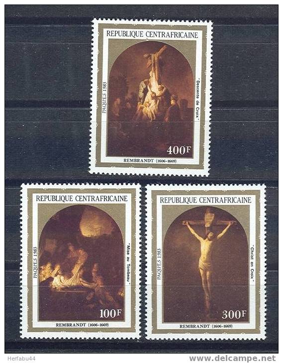 Central African Republic        "Rembrandt  Paintings"         Set      SC#585-87 MNH** - Rembrandt