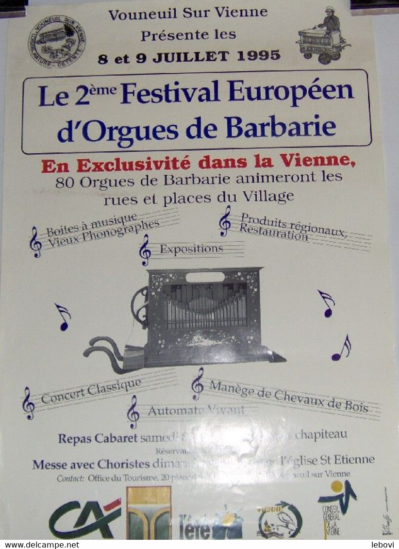 VOUNEUIL/VIENNE - 2e Festival Européen D'orgues De Barbarie (1995) - Manifesti & Poster