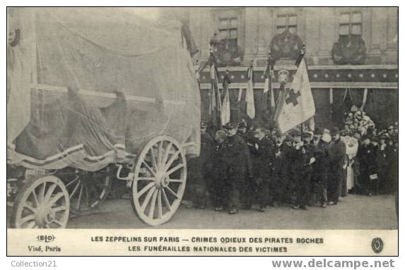 LES ZEPPELINS SUR PARIS .... LES FUNERAILLES NATIONALES DES VICTIMES - Ongevalen