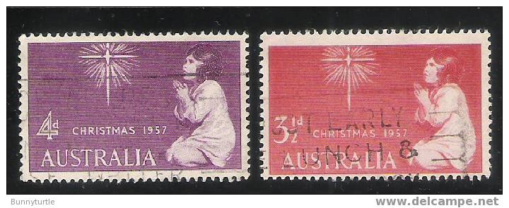 Australia 1957 Christmas Star Of Bethlehem & Praying Child Used - Usados