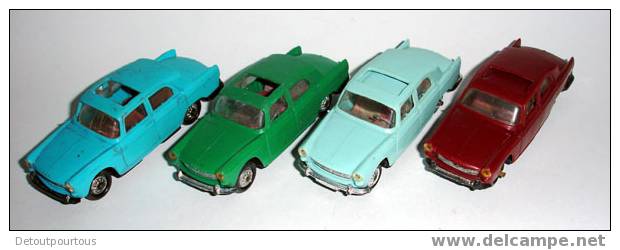 4 Voitures Norev Peugeot 404  N°51 émeraude Rouge Verte Bleue Avec Toit Ouvrant - Norev