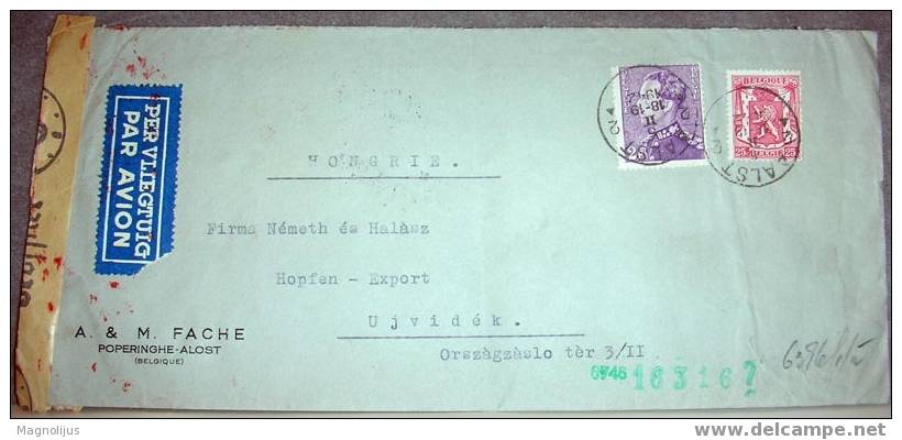 Belgium,AIR MAIL,Letter,Censored,Oppened,Cover,WWII, 1942. - Guerra '40-'45 (Storia Postale)