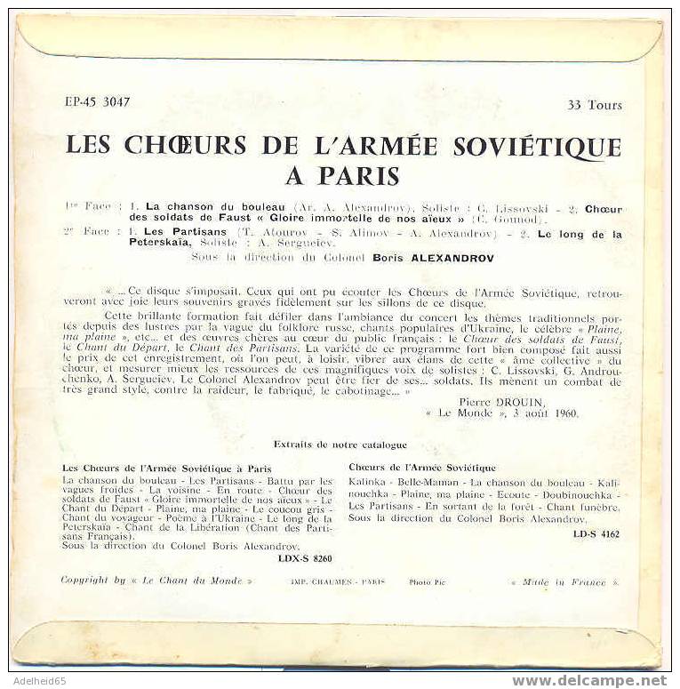 A Voir! 1960, Les Choeurs De L'Armée Soviètique à Paris, Direction Boris Alexandrov, Militair, Uniformes, Uniform, Leger - Autres - Musique Française