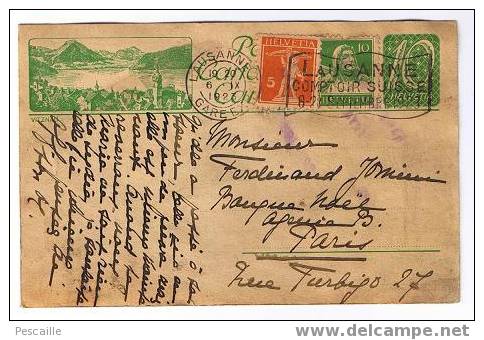 SUISSE - Entier Postal  De Lausanne En 1923 1 Timbre Pré-imprimé + 2 Timbres Complémentaires - Entiers Postaux