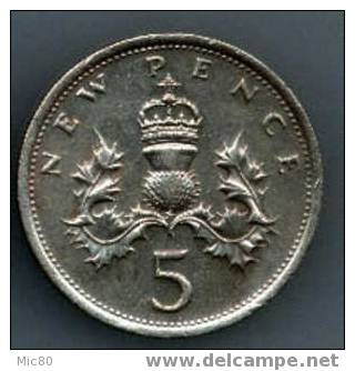 Grande-Bretagne 5 Pence 1975 Ttb/sup - 5 Pence & 5 New Pence