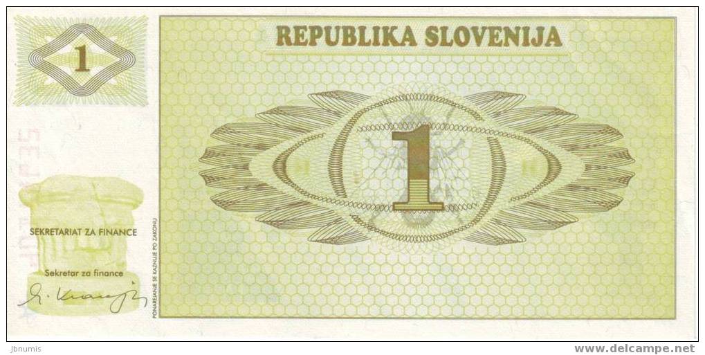 Slovénie Slovenia 1 ( Tolar ) ( 1990 ) UNC P1 - Eslovenia