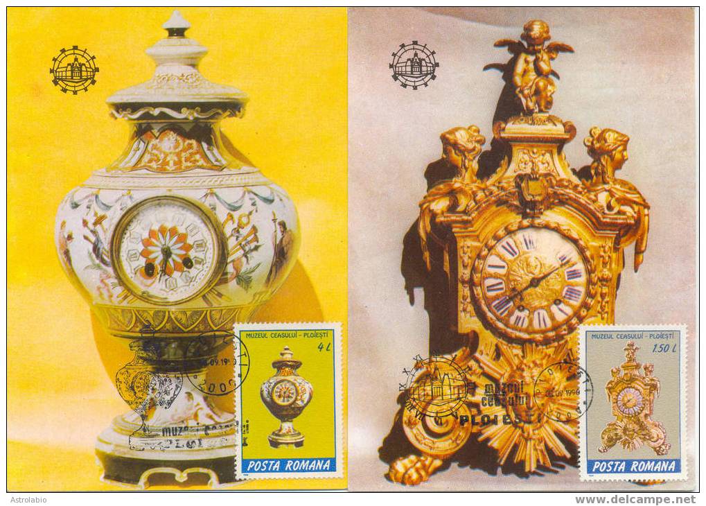 Roumanie " Pendules" Cartes Maximum (6) Yvert 3798/03 - Relojería
