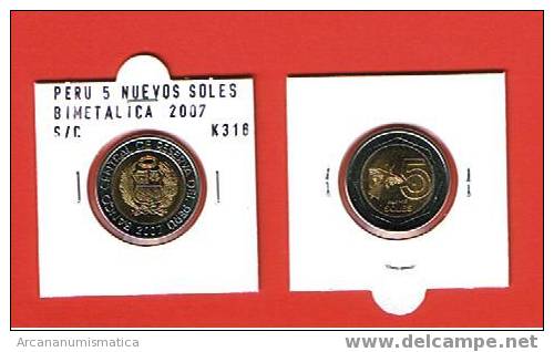 PERU  5  NUEVOS SOLES BIMETALICA  2.007 S/C  UNC KM#316   DL-280 - Pérou